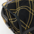 PRADA Hand Bag Nylon Leather Black Gold Auth 128923A-14