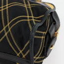 PRADA Hand Bag Nylon Leather Black Gold Auth 128923A-15