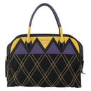 PRADA Hand Bag Nylon Leather Black Gold Auth 128923A-13