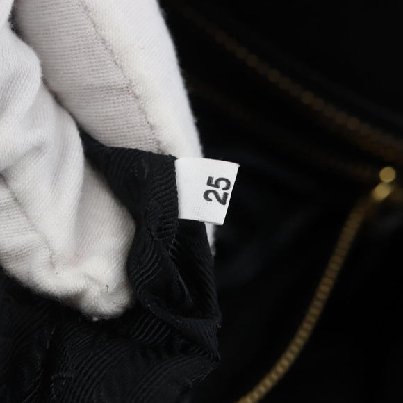 PRADA Hand Bag Nylon Leather Black Gold Auth 128923A