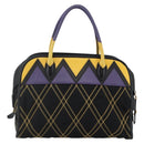 PRADA Hand Bag Nylon Leather Black Gold Auth 128923A-2