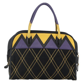 PRADA Hand Bag Nylon Leather Black Gold Auth 128923V - 0