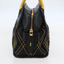 PRADA Hand Bag Nylon Leather Black Gold Auth 128923A-3