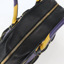 PRADA Hand Bag Nylon Leather Black Gold Auth 128923A-6