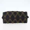 PRADA Hand Bag Nylon Leather Black Gold Auth 128923A-5