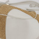 PRADA Tote Bag Raffia White Silver Auth 128924-9