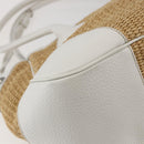 PRADA Tote Bag Raffia White Silver Auth 128924-16