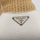 PRADA Tote Bag Raffia White Silver Auth 128924-17