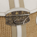 PRADA Tote Bag Raffia White Silver Auth 128924-10