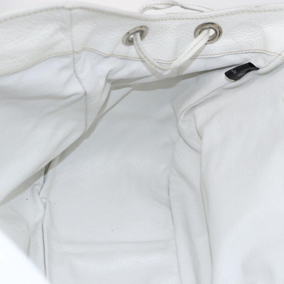 PRADA Tote Bag Raffia White Silver Auth 128924