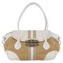 PRADA Tote Bag Raffia White Silver Auth 128924-13