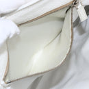 PRADA Tote Bag Raffia White Silver Auth 128924-21