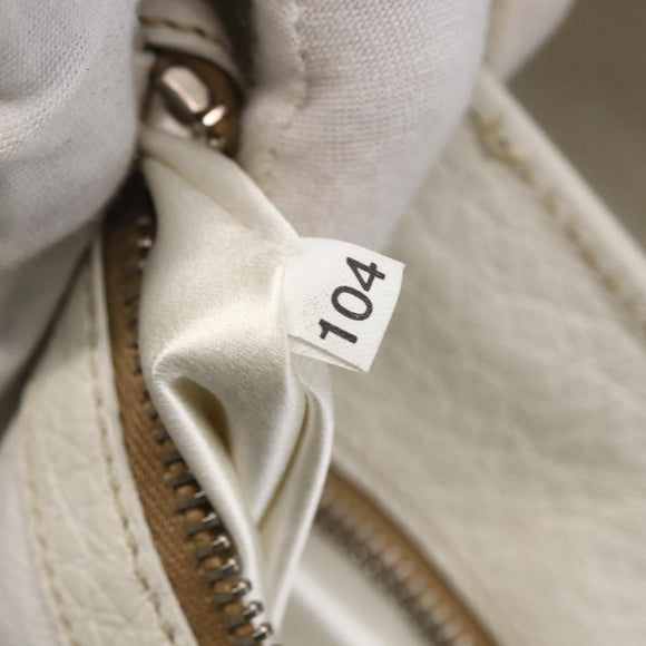 PRADA Tote Bag Raffia White Silver Auth 128924