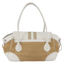 PRADA Tote Bag Raffia White Silver Auth 128924-2