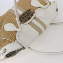 PRADA Tote Bag Raffia White Silver Auth 128924-6