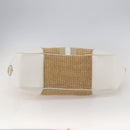 PRADA Tote Bag Raffia White Silver Auth 128924-5