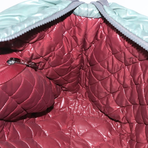 CHANEL Cococoon Tote Bag Nylon Khaki Silver CC Auth 128925