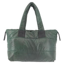 CHANEL Cococoon Tote Bag Nylon Khaki Silver CC Auth 128925-13