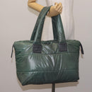 CHANEL Cococoon Tote Bag Nylon Khaki Silver CC Auth 128925-22