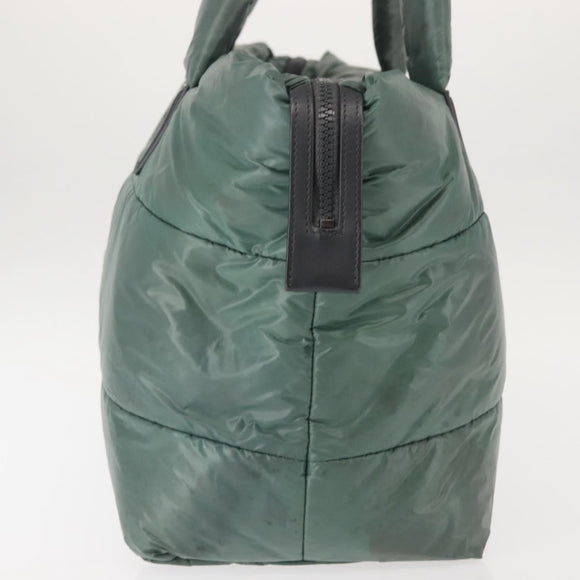 CHANEL Cococoon Tote Bag Nylon Khaki Silver CC Auth 128925