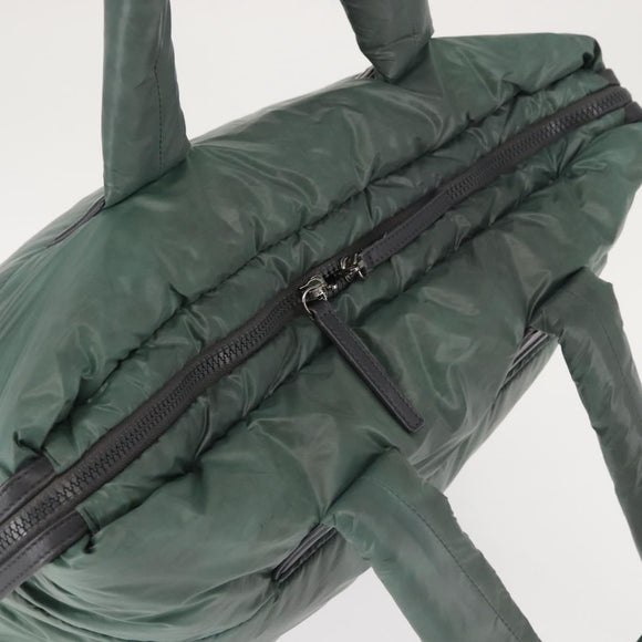 CHANEL Cococoon Tote Bag Nylon Khaki Silver CC Auth 128925