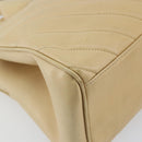 CHANEL V Stitch Hand Bag Lamb Skin Beige Gold CC Auth 128926-11