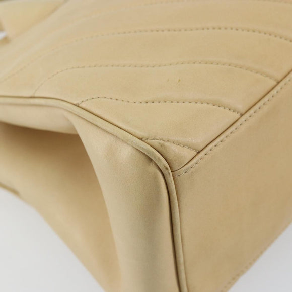 CHANEL V Stitch Hand Bag Lamb Skin Beige Gold CC Auth 128926