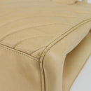 CHANEL V Stitch Hand Bag Lamb Skin Beige Gold CC Auth 128926-15