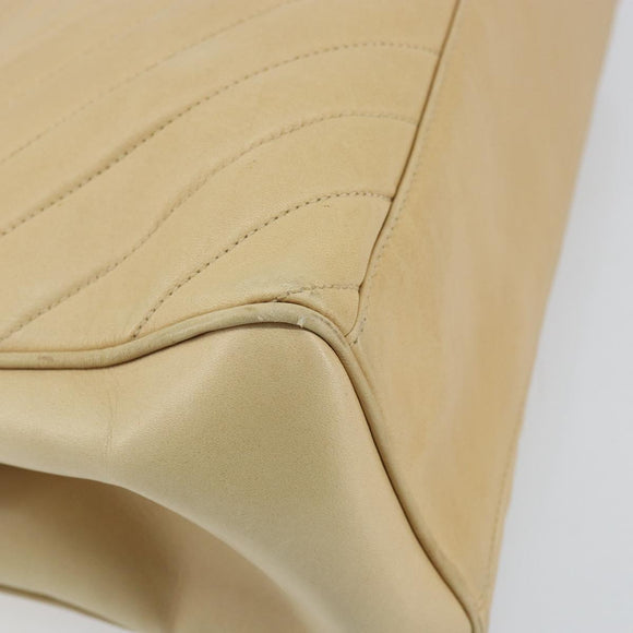 CHANEL V Stitch Hand Bag Lamb Skin Beige Gold CC Auth 128926