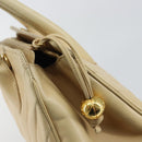 CHANEL V Stitch Hand Bag Lamb Skin Beige Gold CC Auth 128926-14
