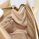 CHANEL V Stitch Hand Bag Lamb Skin Beige Gold CC Auth 128926-17