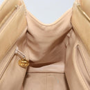 CHANEL V Stitch Hand Bag Lamb Skin Beige Gold CC Auth 128926-18