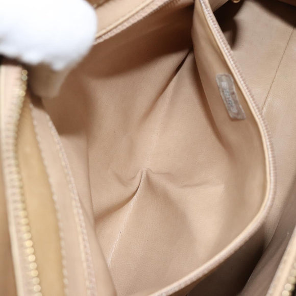 CHANEL V Stitch Hand Bag Lamb Skin Beige Gold CC Auth 128926
