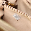 CHANEL V Stitch Hand Bag Lamb Skin Beige Gold CC Auth 128926-12