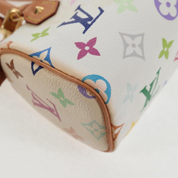 LOUIS VUITTON Monogram Multicolor Mini Speedy Hand Bag White M92645 Auth 128931A
