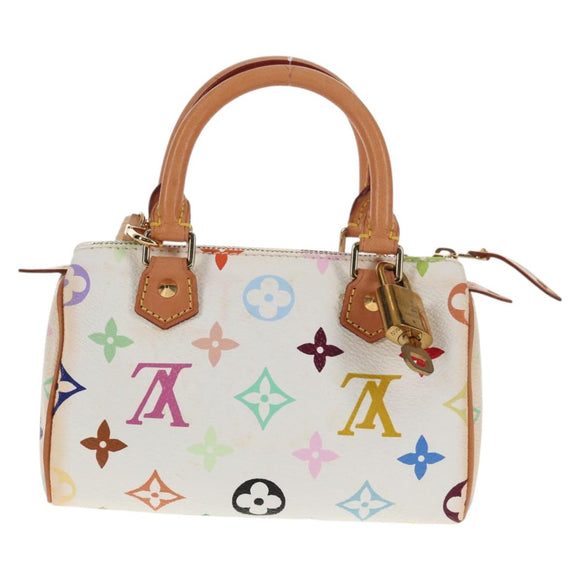LOUIS VUITTON Monogram Multicolor Mini Speedy Hand Bag White M92645 Auth 128931A
