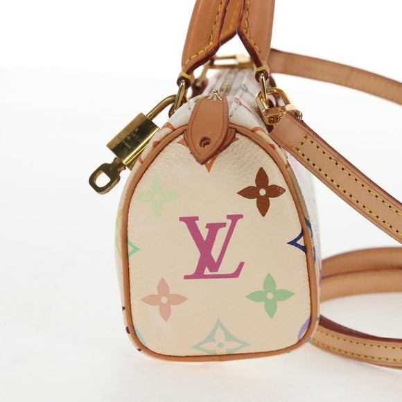 LOUIS VUITTON Monogram Multicolor Mini Speedy Hand Bag White M92645 Auth 128931A