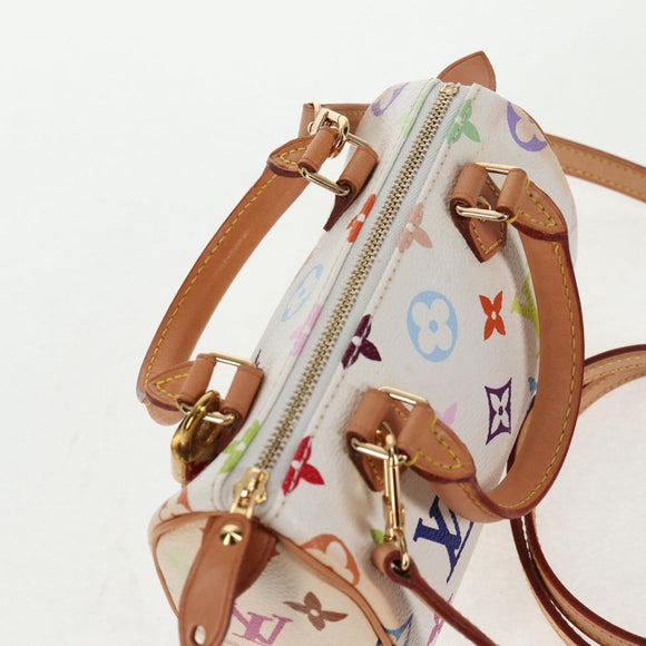 LOUIS VUITTON Monogram Multicolor Mini Speedy Hand Bag White M92645 Auth 128931A