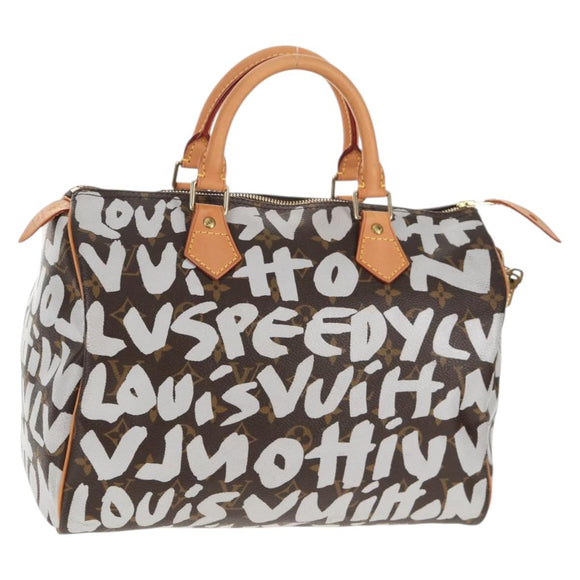 LOUIS VUITTON Monogram Graffiti Speedy 30 Hand Bag White M92195 LV Auth 128933V