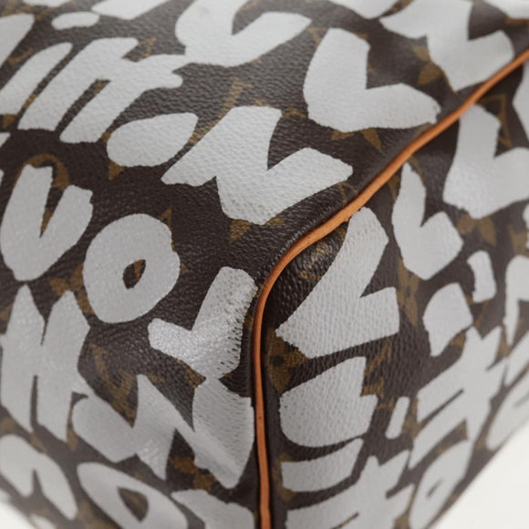 LOUIS VUITTON Monogram Graffiti Speedy 30 Hand Bag White M92195 LV Auth 128933V