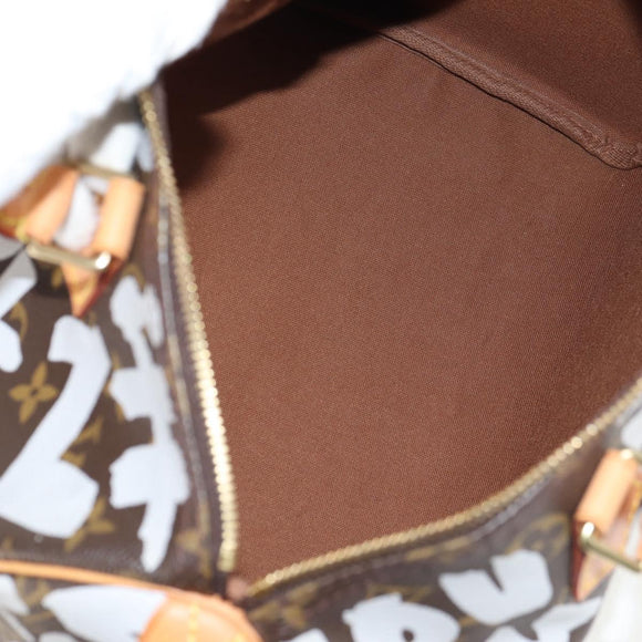 LOUIS VUITTON Monogram Graffiti Speedy 30 Hand Bag White M92195 LV Auth 128933V