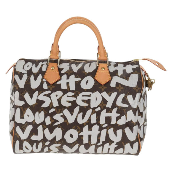 LOUIS VUITTON Monogram Graffiti Speedy 30 Hand Bag White M92195 LV Auth 128933V