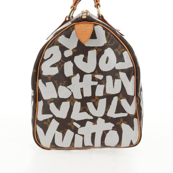 LOUIS VUITTON Monogram Graffiti Speedy 30 Hand Bag White M92195 LV Auth 128933V