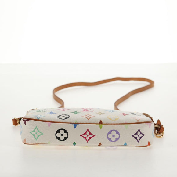 LOUIS VUITTON Multicolor Pochette Accessoires Pouch White M92649 LV Auth 128936A