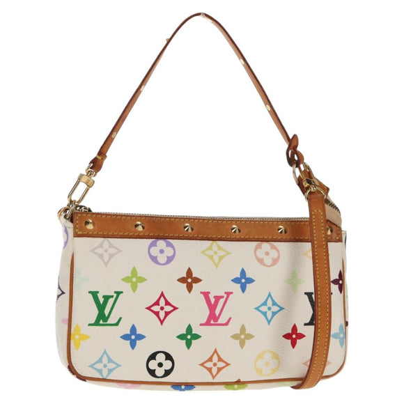 LOUIS VUITTON Multicolor Pochette Accessoires Pouch White M92649 LV Auth 128936A