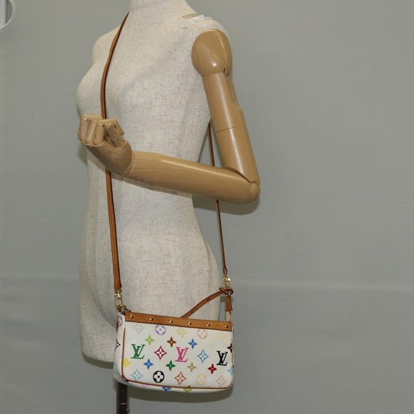LOUIS VUITTON Multicolor Pochette Accessoires Pouch White M92649 LV Auth 128936A