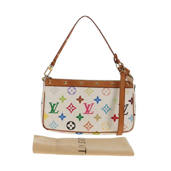LOUIS VUITTON Multicolor Pochette Accessoires Pouch White M92649 LV Auth 128936A