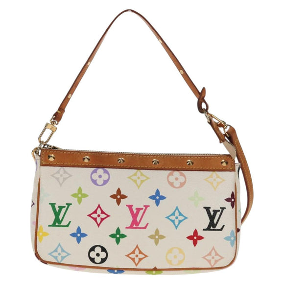 LOUIS VUITTON Multicolor Pochette Accessoires Pouch White M92649 LV Auth 128936A