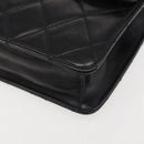 CHANEL Matelasse Chain Shoulder Bag Lamb Skin Black Gold CC Auth 128938V-11