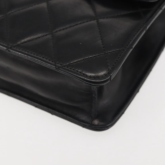 CHANEL Matelasse Chain Shoulder Bag Lamb Skin Black Gold CC Auth 128938V